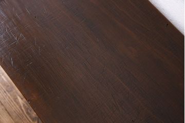 レトロ家具　昭和レトロ　天板一枚板　木の質感が味わい深い朴の木の鉄脚テーブル(飾り台)