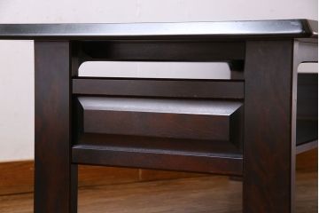 中古　北海道民芸家具　濃い色合いと滑らかな質感が魅力的なセンターテーブル(リビングテーブル)