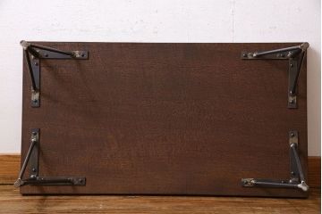 アンティーク家具　和製アンティーク　古い木の鉄脚ローテーブル(飾り台、テレビ台)(1)