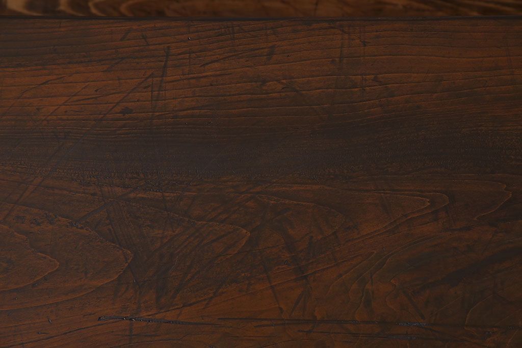 アンティーク雑貨　和製アンティーク　古い木の鉄脚ローテーブル(飾り台、テレビ台)(2)