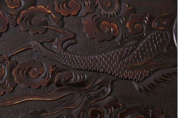 中古美品　軽井沢彫り　特注品!龍の図・ローテーブル(座卓、センターテーブル)