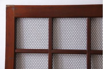 和製アンティーク　古いヒノキ材の升目蔵戸(引き戸、建具、玄関戸)