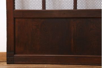 和製アンティーク　古いヒノキ材の升目蔵戸(引き戸、建具、玄関戸)