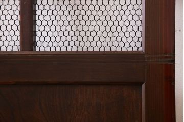 和製アンティーク　古いヒノキ材の升目蔵戸(引き戸、建具、玄関戸)