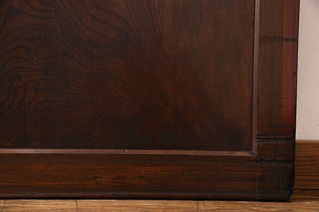 和製アンティーク　古いヒノキ材の升目蔵戸(引き戸、建具、玄関戸)