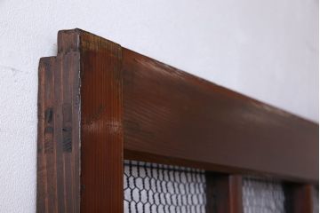 和製アンティーク　古いヒノキ材の升目蔵戸(引き戸、建具、玄関戸)