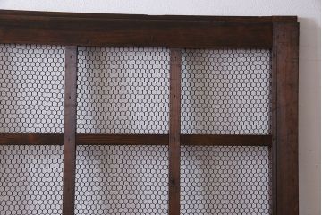 和製アンティーク　古いヒノキ材の升目蔵戸(引き戸、建具、玄関戸)