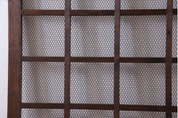 和製アンティーク　古いヒノキ材の升目蔵戸(引き戸、建具、玄関戸)