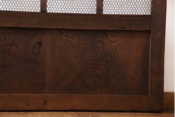 和製アンティーク　古いヒノキ材の升目蔵戸(引き戸、建具、玄関戸)