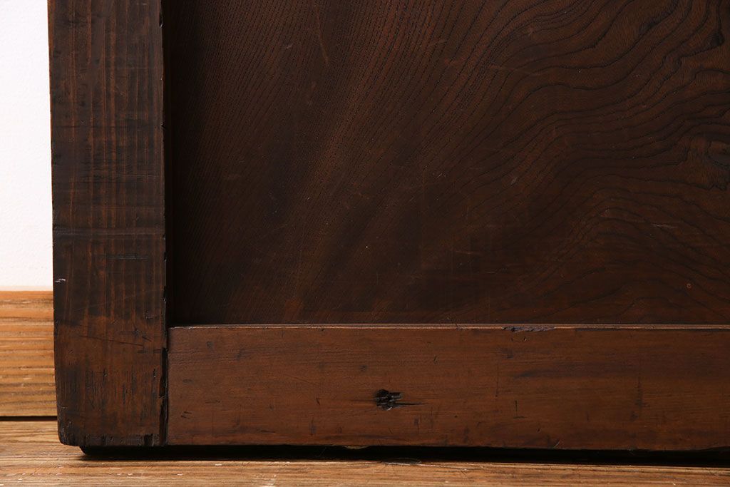 和製アンティーク　古いヒノキ材の升目蔵戸(引き戸、建具、玄関戸)