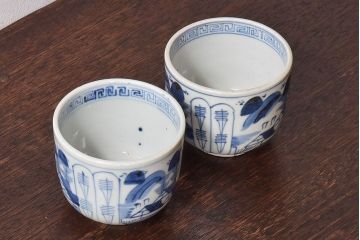 江戸期!アンティーク染付湯呑(蕎麦猪口)2客