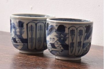 江戸期!アンティーク染付湯呑(蕎麦猪口)2客