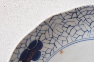 アンティーク雑貨　和食器　江戸期　梅花文・染付　アンティーク大皿・一尺