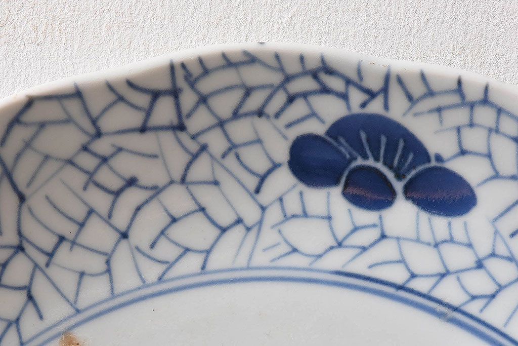 アンティーク雑貨　和食器　江戸期　梅花文・染付　アンティーク大皿・一尺