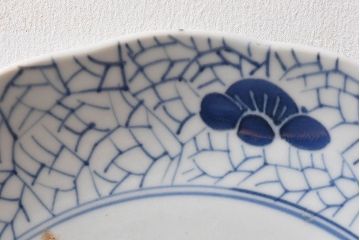 アンティーク雑貨　和食器　江戸期　梅花文・染付　アンティーク大皿・一尺