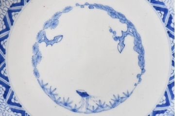 アンティーク雑貨　和食器　江戸期　古伊万里・微塵唐草　アンティーク大皿