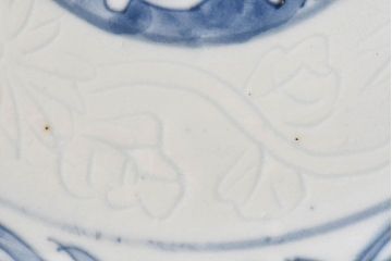 アンティーク雑貨　中国　古染付　おおらかな絵付けが魅力的な七寸皿(清朝、民窯)