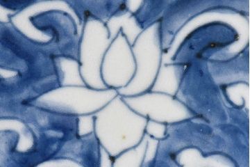 アンティーク雑貨　中国　古染付　おおらかな絵付けが魅力的な七寸皿(清朝、民窯)