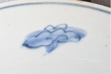 アンティーク雑貨　中国　古染付　おおらかな絵付けが魅力的な七寸皿(清朝、民窯)