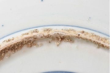 アンティーク雑貨　中国　古染付　おおらかな絵付けが魅力的な七寸皿(清朝、民窯)