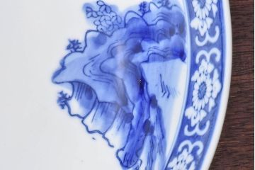 アンティーク雑貨　和食器　明治期　山水図　染付　アンティーク深鉢(深皿)(1)