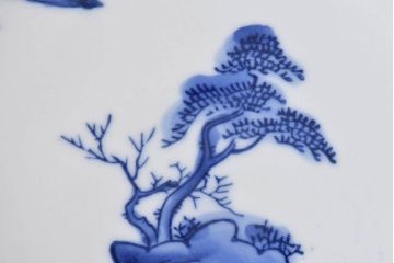 アンティーク雑貨　和食器　明治期　山水図　染付　アンティーク深鉢(深皿)(1)