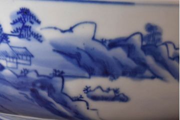 アンティーク雑貨　和食器　明治期　山水図　染付　アンティーク深鉢(深皿)(1)