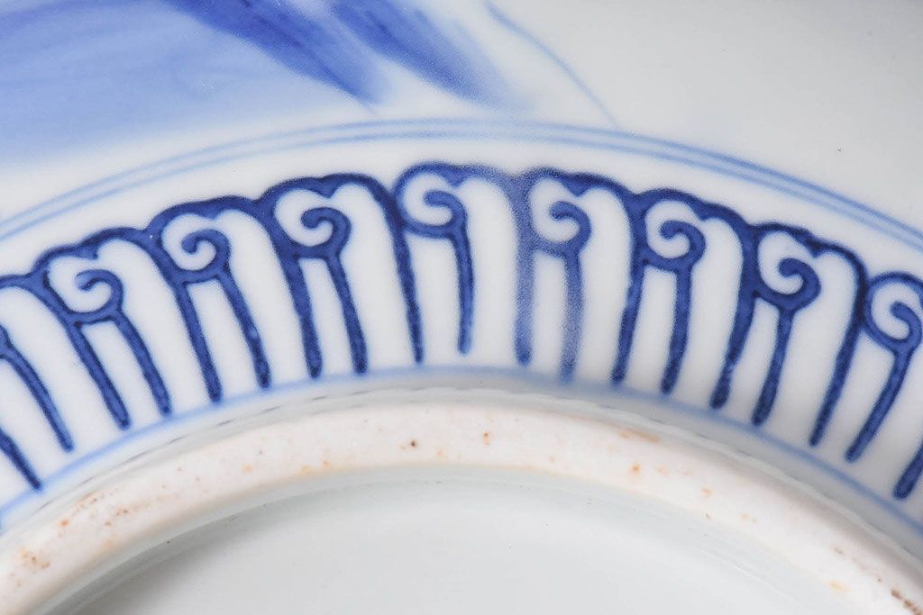 アンティーク雑貨　和食器　明治期　山水図　染付　アンティーク深鉢(深皿)(1)