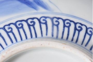 アンティーク雑貨　和食器　明治期　山水図　染付　アンティーク深鉢(深皿)(1)