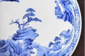 アンティーク雑貨　和食器　明治期　山水図　染付　アンティーク深鉢(深皿)(2)