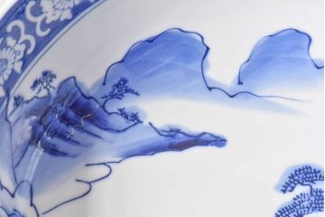 アンティーク雑貨　和食器　明治期　山水図　染付　アンティーク深鉢(深皿)(2)