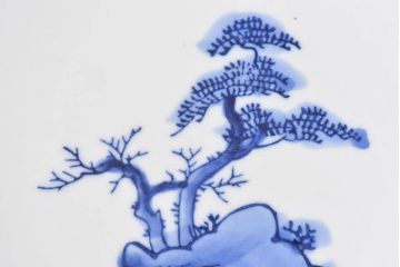 アンティーク雑貨　和食器　明治期　山水図　染付　アンティーク深鉢(深皿)(2)