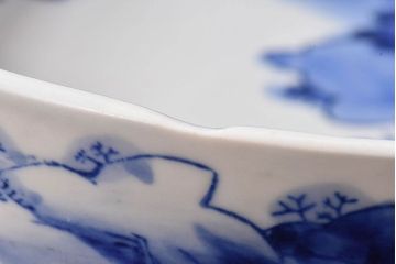 アンティーク雑貨　和食器　明治期　山水図　染付　アンティーク深鉢(深皿)(2)