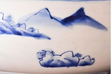 アンティーク雑貨　和食器　明治期　山水図　染付　アンティーク深鉢(深皿)(2)