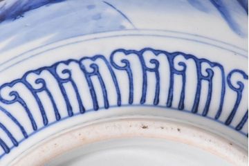 アンティーク雑貨　和食器　明治期　山水図　染付　アンティーク深鉢(深皿)(2)