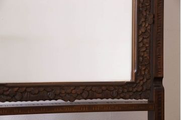 アンティーク雑貨　中古　伝統工芸　軽井沢彫り　桜　彫刻が目を引く姿見(鏡、ミラー)