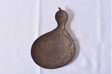 アンティーク雑貨　平安金寿堂造　大正昭和期 鉄瓢形菓子盆(茶道具)・外箱付き