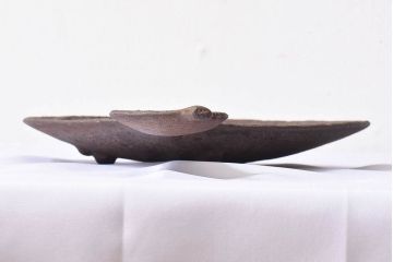 アンティーク雑貨　平安金寿堂造　大正昭和期 鉄瓢形菓子盆(茶道具)・外箱付き