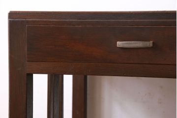 アンティーク家具　和製アンティーク　栗材　木の質感が味わい深い木製デスク(片袖机、在宅ワーク、在宅用ワークデスク、作業台)