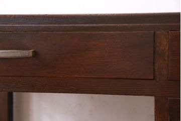 アンティーク家具　和製アンティーク　栗材　木の質感が味わい深い木製デスク(片袖机、在宅ワーク、在宅用ワークデスク、作業台)