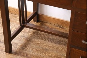 アンティーク家具　和製アンティーク　栗材　木の質感が味わい深い木製デスク(片袖机、在宅ワーク、在宅用ワークデスク、作業台)