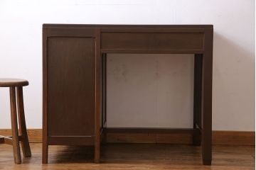 アンティーク家具　和製アンティーク　栗材　木の質感が味わい深い木製デスク(片袖机、在宅ワーク、在宅用ワークデスク、作業台)