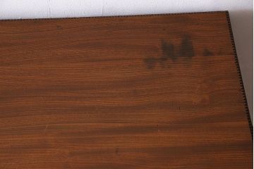 レトロ家具　昭和レトロ　天板ケヤキ材　明るい色味の薄型デスク(片袖机、在宅ワーク、在宅用ワークデスク、作業台)