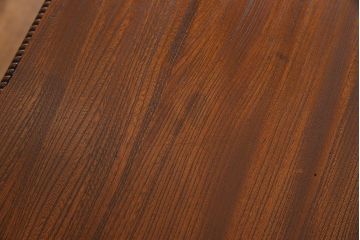 レトロ家具　昭和レトロ　天板ケヤキ材　明るい色味の薄型デスク(片袖机、在宅ワーク、在宅用ワークデスク、作業台)