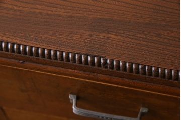 レトロ家具　昭和レトロ　天板ケヤキ材　明るい色味の薄型デスク(片袖机、在宅ワーク、在宅用ワークデスク、作業台)