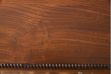 レトロ家具　昭和レトロ　天板ケヤキ材　明るい色味の薄型デスク(片袖机、在宅ワーク、在宅用ワークデスク、作業台)