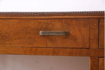 レトロ家具　昭和レトロ　天板ケヤキ材　明るい色味の薄型デスク(片袖机、在宅ワーク、在宅用ワークデスク、作業台)