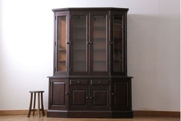 中古　北海道民芸家具　OM151　シックな食器棚(キャビネット、収納棚)(定価130万円)