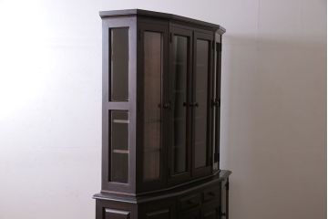 中古　北海道民芸家具　OM151　シックな食器棚(キャビネット、収納棚)(定価130万円)