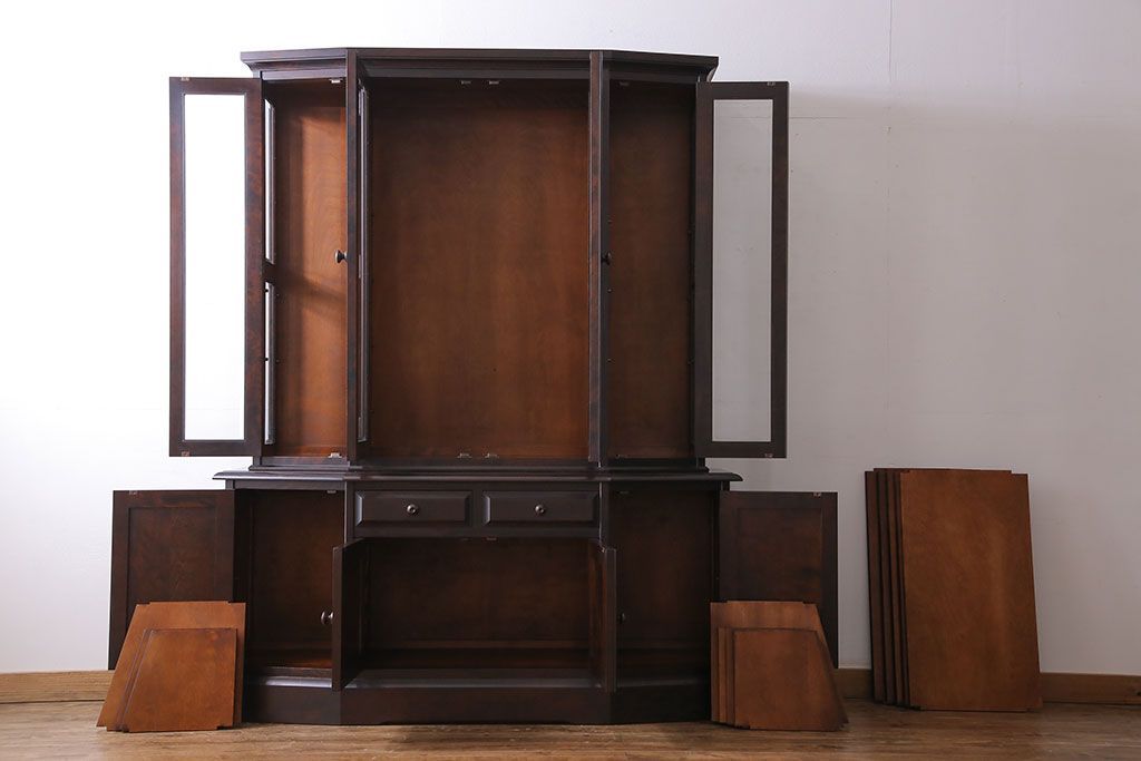 中古　北海道民芸家具　OM151　シックな食器棚(キャビネット、収納棚)(定価130万円)